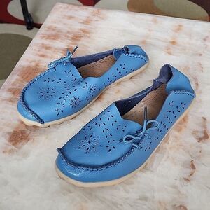 Blue Leather Loafers